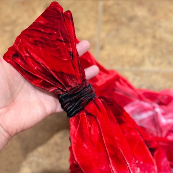 NWT Moschino Abstract Off-The-Shoulder Velour Velvet Dress US 4 Red Cocktail - Picture 14 of 14